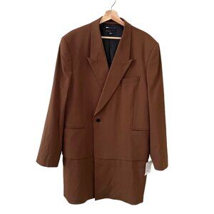 Asos Mens Longline One Button Blazer Brown 46 Regular NWOT Preppy‎ Academia Fall